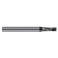End Mills for Composites - 0.0312″ (1/32″) Cutter Diameter × 0.0930″ (3/32″) Length of Cut Carbide Square Chipbreaker Cutter, 4 Flutes, Amorphous Diamond Coated - Exact Tool & Supply