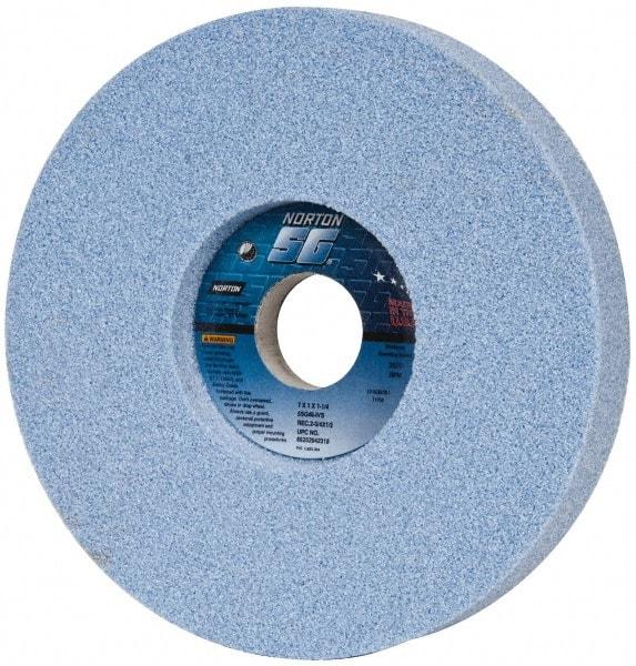 Norton - 7" Diam x 1-1/4" Hole x 1" Thick, I Hardness, 46 Grit Surface Grinding Wheel - Ceramic, Type 5, Coarse Grade, 3,600 Max RPM, Vitrified Bond, One-Side Recess - Exact Tool & Supply