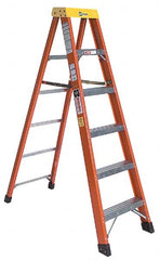 Made in USA - 5 Steps, 10 Ft. High, Type IA Rating, Fiberglass Step Ladder - Exact Tool & Supply
