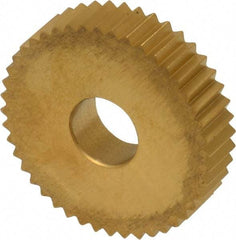 Dorian Tool - 1" Diam, 90° Tooth Angle, 14 TPI, Standard (Shape), Form Type Cobalt Straight Knurl Wheel - 0.236" Face Width, 5/16" Hole, Circular Pitch, TiN Finish, Series M - Exact Tool & Supply