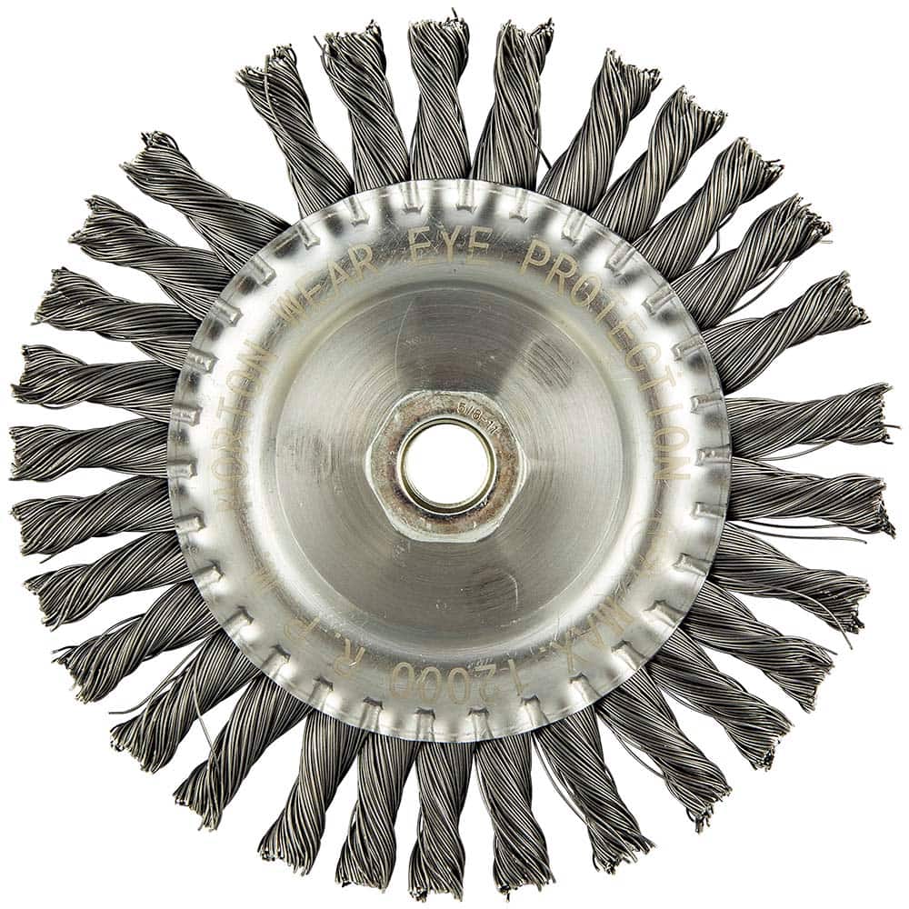 Norton - 6" OD, 5/8-11 Arbor Hole, Knotted Carbon Wheel Brush - Exact Tool & Supply