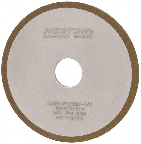 Norton - 6" Diam x 1-1/4" Hole x 1/4" Thick, 220 Grit Surface Grinding Wheel - Diamond, Type 1A1, Very Fine Grade, Resinoid Bond - Exact Tool & Supply