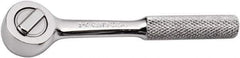 SK - 1/4" Drive Round Head Ratchet - Full Polish Chrome Finish, 4-1/2" OAL, 60 Gear Teeth, Full Polished Knurled Handle, Reversible Head - Exact Tool & Supply