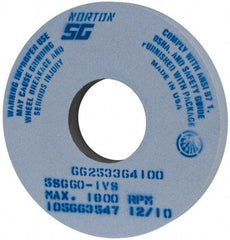 Norton - 14" Diam x 5" Hole x 1-1/2" Thick, I Hardness, 60 Grit Surface Grinding Wheel - Ceramic, Type 1, Medium Grade, 1,800 Max RPM, Vitrified Bond, No Recess - Exact Tool & Supply