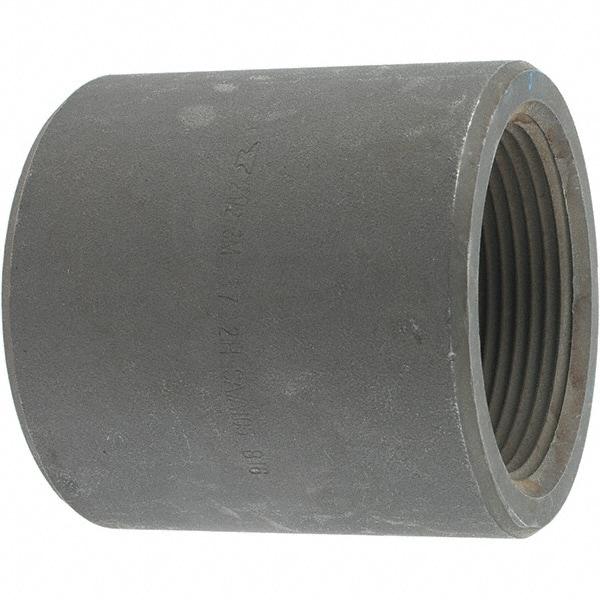 Made in USA - Size 2-1/2", Class 3,000, Forged Carbon Steel Black Pipe Coupling - 3,000 psi, Threaded End Connection - Exact Tool & Supply