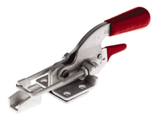 De-Sta-Co - 720 Lb Capacity, Horizontal, U Hook, Flanged Base, Stainless Steel Pull Action Latch Clamp - 1-3/4" Drawing Movement, 6.07" OAL, Threaded U Hook, Straight Handle - Exact Tool & Supply