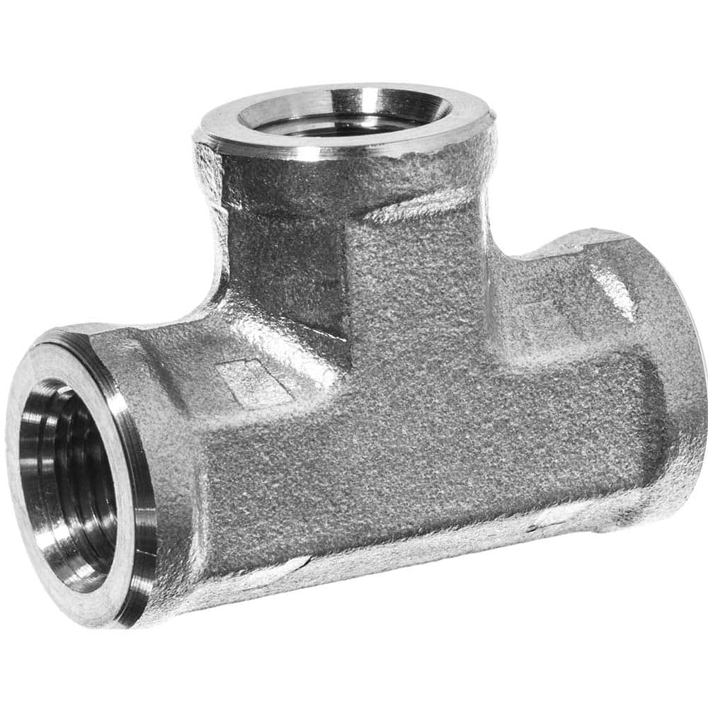 USA Sealing - Stainless Steel Pipe Fittings; Type: Tee ; Fitting Size: 1/2 x 1/2 x 1/2 ; End Connections: FNPT x FNPT x FNPT ; Material Grade: 304 ; Pressure Rating (psi): 4600 - Exact Tool & Supply