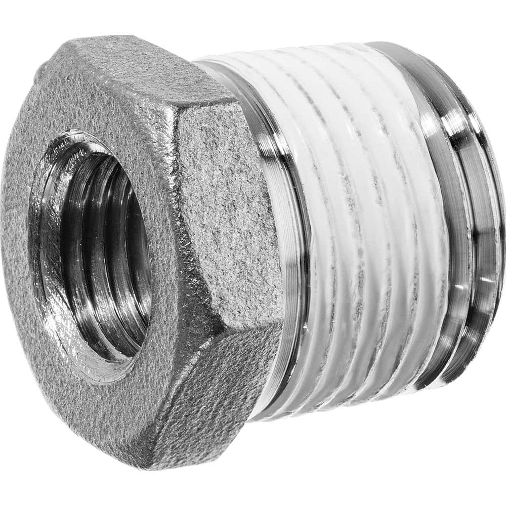 USA Sealing - Stainless Steel Pipe Fittings; Type: Hex Bushing ; Fitting Size: 1-1/2 x 1-1/4 ; End Connections: MBSPT x FBSPT w/Thread Sealant ; Material Grade: 304 ; Pressure Rating (psi): 150 - Exact Tool & Supply