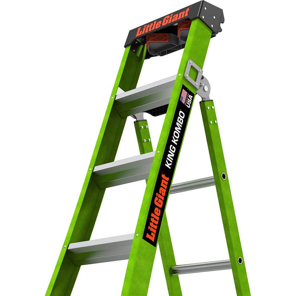 Little Giant Ladder - Step Ladders; Type: Multi-Use Ladder ; Height (Feet): 6 ; Industry Rating: 1AA ; Load Capacity (Lb.): 375.000 ; Material: Fiberglass ; Base Spread: 45 (Inch) - Exact Tool & Supply