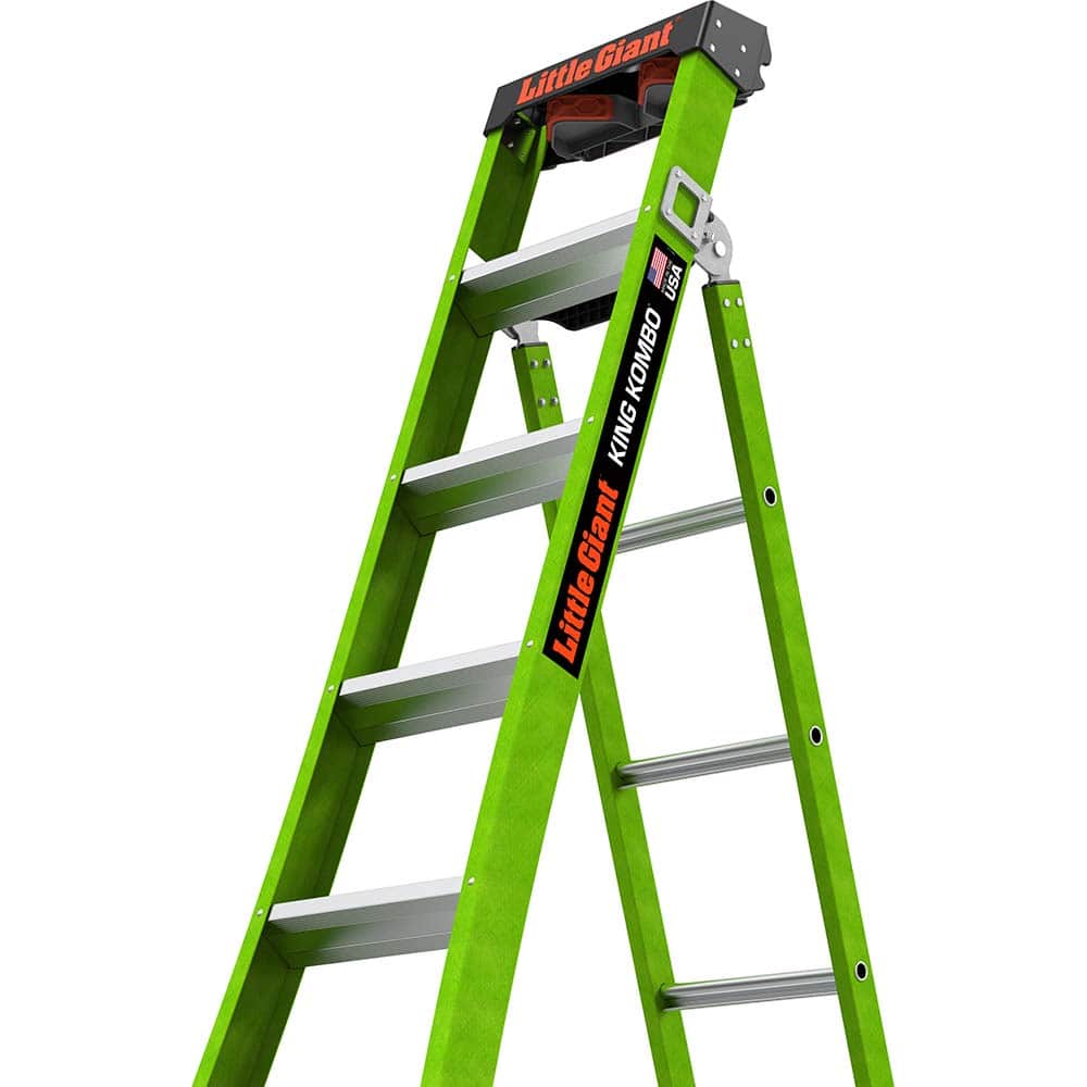 Little Giant Ladder - Step Ladders; Type: Multi-Use Ladder ; Height (Feet): 8 ; Industry Rating: 1AA ; Load Capacity (Lb.): 375.000 ; Material: Fiberglass ; Base Spread: 59 (Inch) - Exact Tool & Supply