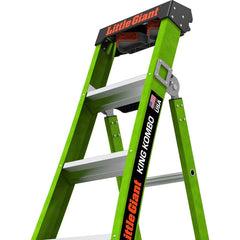 Little Giant Ladder - Step Ladders; Type: Multi-Use Ladder ; Height (Feet): 5 ; Industry Rating: 1AA ; Load Capacity (Lb.): 375.000 ; Material: Fiberglass ; Base Spread: 36 (Inch) - Exact Tool & Supply
