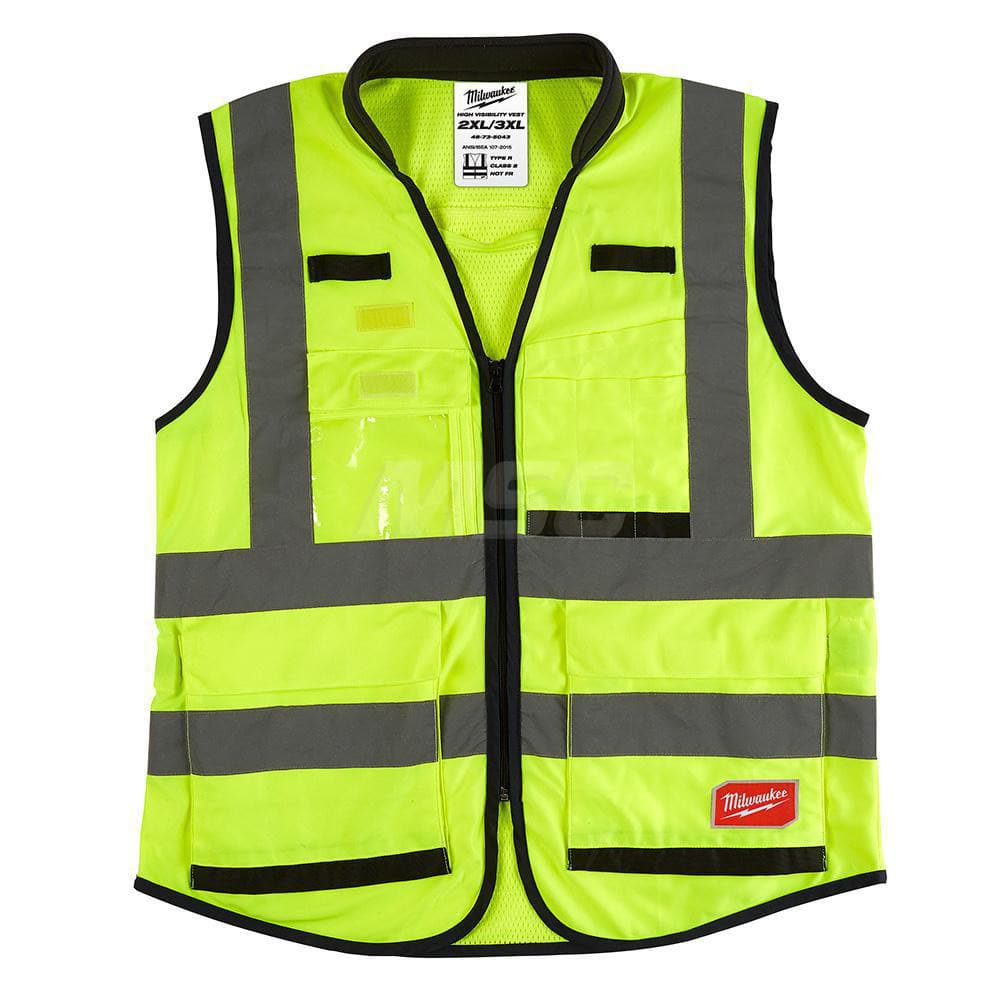 High Visibility Vest: 2X & 3X-Large Yellow, Zipper Closure