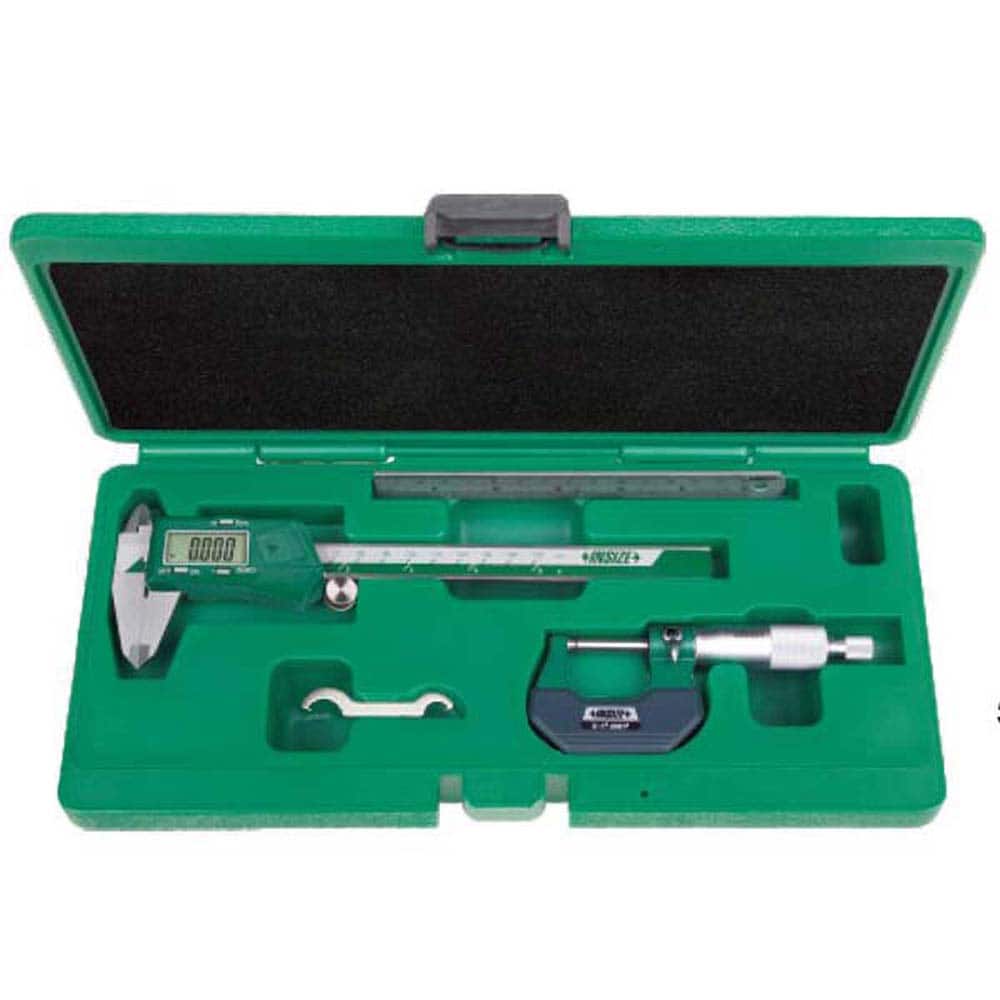 Insize USA LLC - Machinist Caliper & Micrometer Tool Kits; Tool Type Included: Caliper, Micrometer & Ruler ; Minimum Caliper Measurement (mm): 0.00 ; Minimum Caliper Measurement (Inch): 0 ; Maximum Caliper Measurement (mm): 150.00 ; Maximum Caliper Measu - Exact Tool & Supply