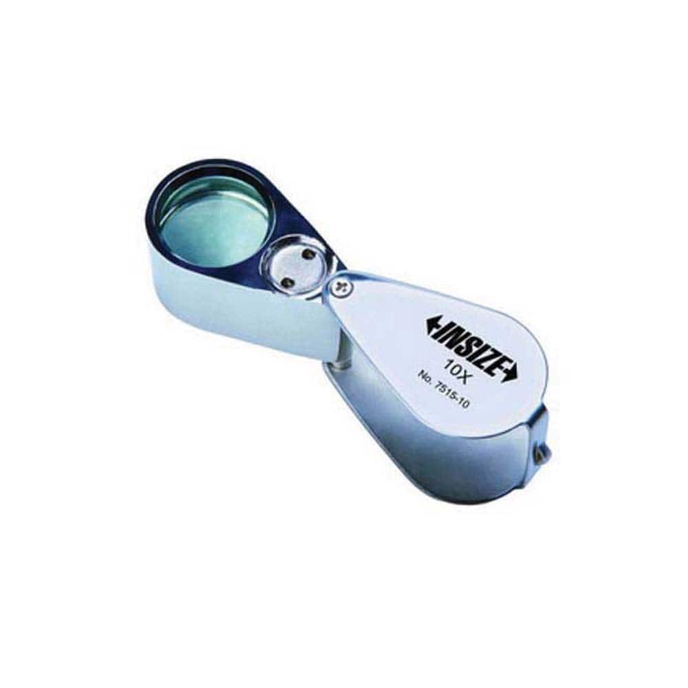 Insize USA LLC - Handheld Magnifiers; Minimum Magnification: 10x ; Maximum Magnification: 10x ; Lens Shape: Round ; Lens Diameter (mm): 21.00 ; Lens Diameter (Decimal Inch): 55/64 ; Lens Diameter (Inch): 55/64 - Exact Tool & Supply
