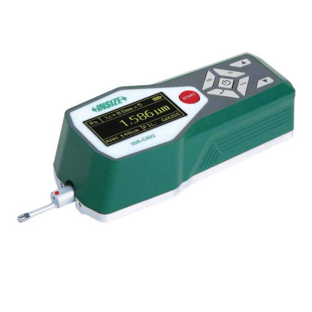 Insize USA LLC - Surface Roughness Gages; Roughness Parameter Type: Ra; Rz; Rq; Rv; Rp; Rs; R3; R3y; Rt; Rz(JIS); Rk; Rku; RSm; Rpc; Rpk; Rvk; Rsk; Mr1; Mr2; Ry(JIS); Rmax ; Stylus Tip Radius (micro Inch): 196.0000 ; Data Output Type: USB ; Display Type: - Exact Tool & Supply