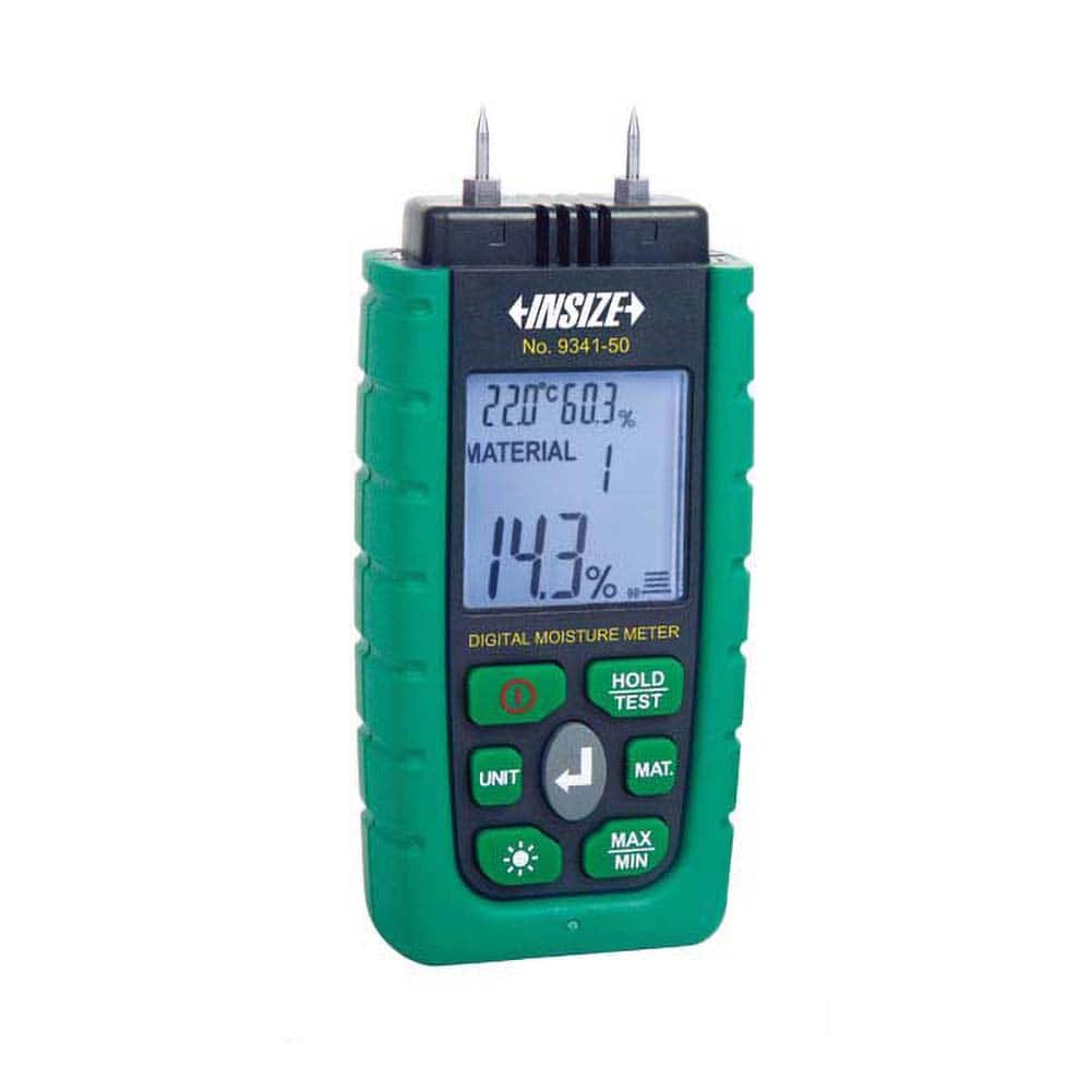 Insize USA LLC - Moisture Meters & Analyzers; Type: Moisture Meter ; Applications: Suitable For Wood, Smooth Cement, Hard Gypsum, Mixed Mortar, Brick, Etc. ; Accuracy (Percentage): - Exact Tool & Supply