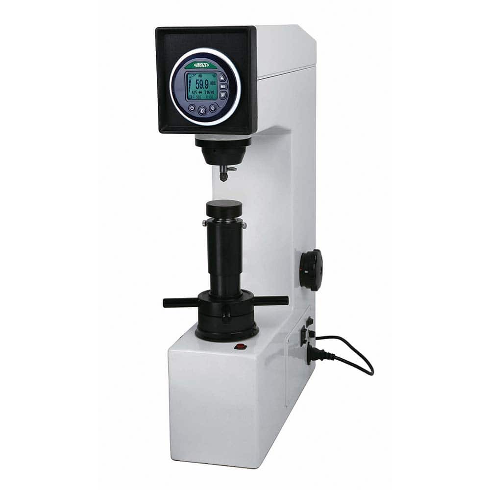Insize USA LLC - Bench Top Hardness Testers; Scale Type: Rockwell ; Display Type: LCD ; Overall Height (Decimal Inch): 27.5600 ; Overall Height (Inch): 27.5600 ; Overall Width (Decimal Inch): 6.3000 ; Includes: Main Unit, 2.36" DIA Flat Anvil, 5.91" DIA - Exact Tool & Supply