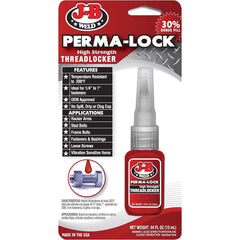 J-B Weld - Threadlockers & Retaining Compounds; Type: High Strength ; Series: Perma-Lock ; Container Size Range: Smaller than 1 oz. ; Container Type: Bottle ; Color: Red ; Strength: High - Exact Tool & Supply