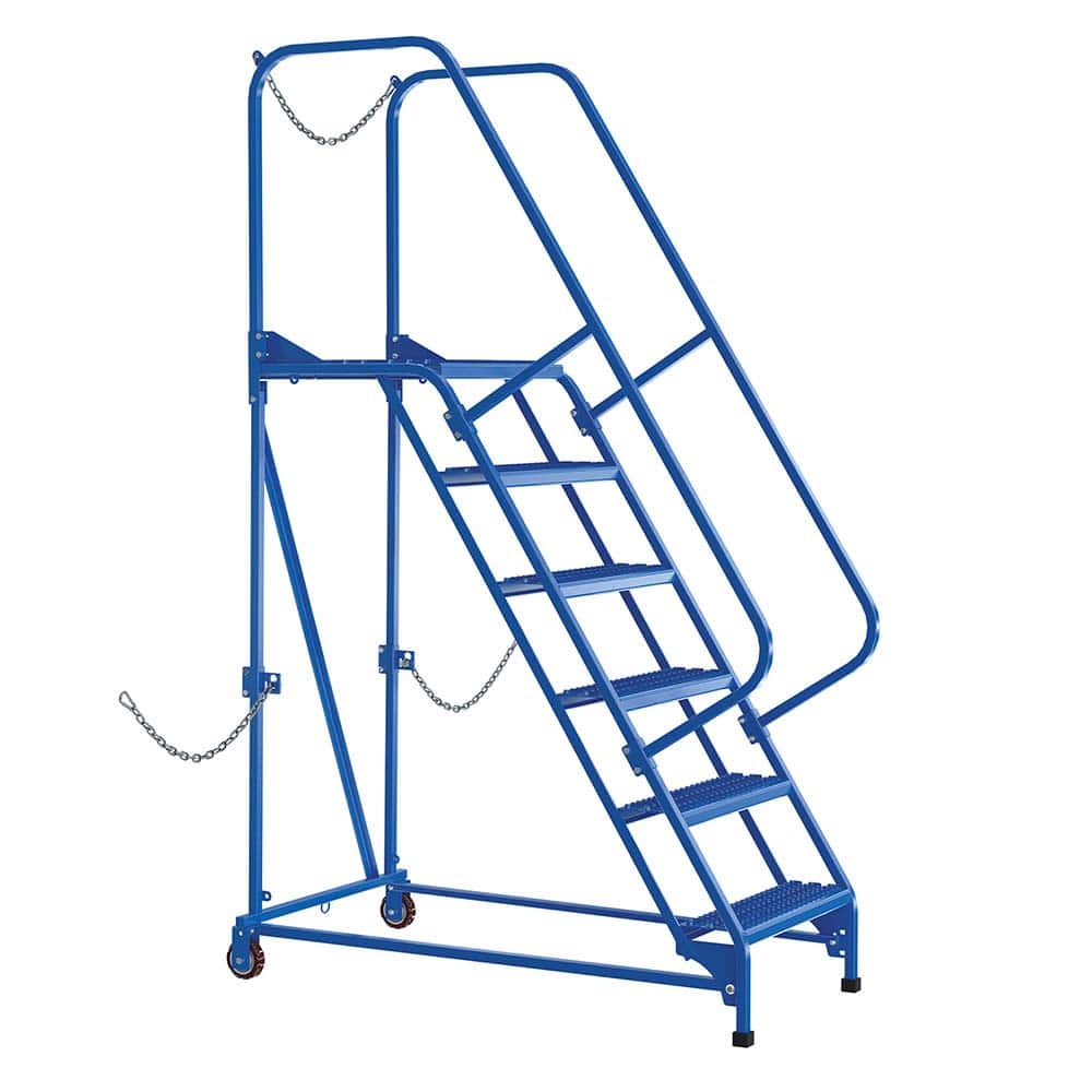 Vestil - Rolling & Wall Mounted Ladders & Platforms; Type: Rolling Ladder ; Style: Semi-Trailer Access Ladder ; Number of Steps / Rungs: 6 ; Height (Inch): 90 ; Load Capacity (Lb.): 350.000 ; Base Width (Inch): 30-1/16 - Exact Tool & Supply