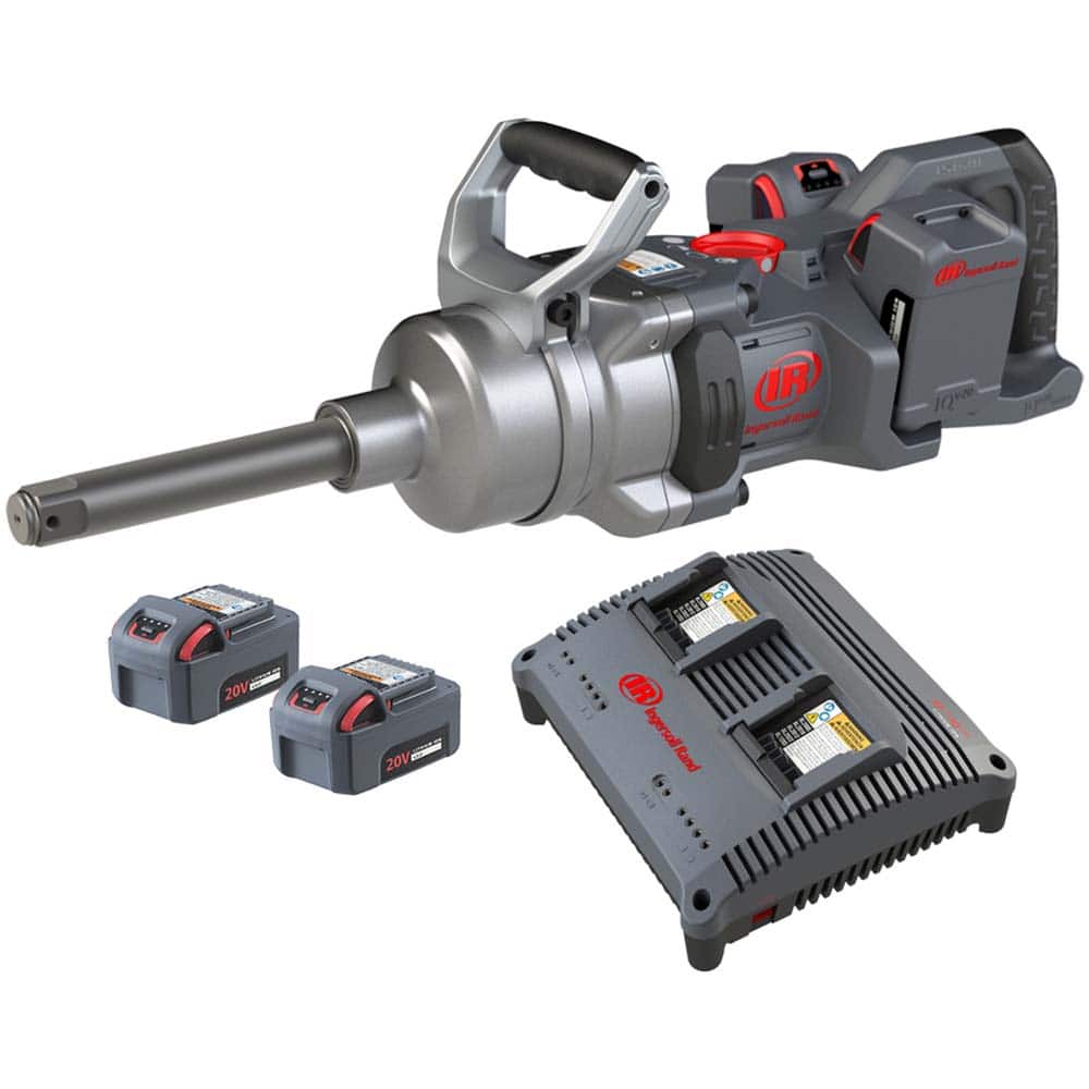 Ingersoll-Rand - Cordless Impact Wrenches & Ratchets; Voltage: 20.00 ; Drive Size (Inch): 1 ; Battery Chemistry: Lithium-Ion ; Handle Type: D-Handle ; Speed (RPM): 0-890 ; Number of Batteries Included: 4 - Exact Tool & Supply
