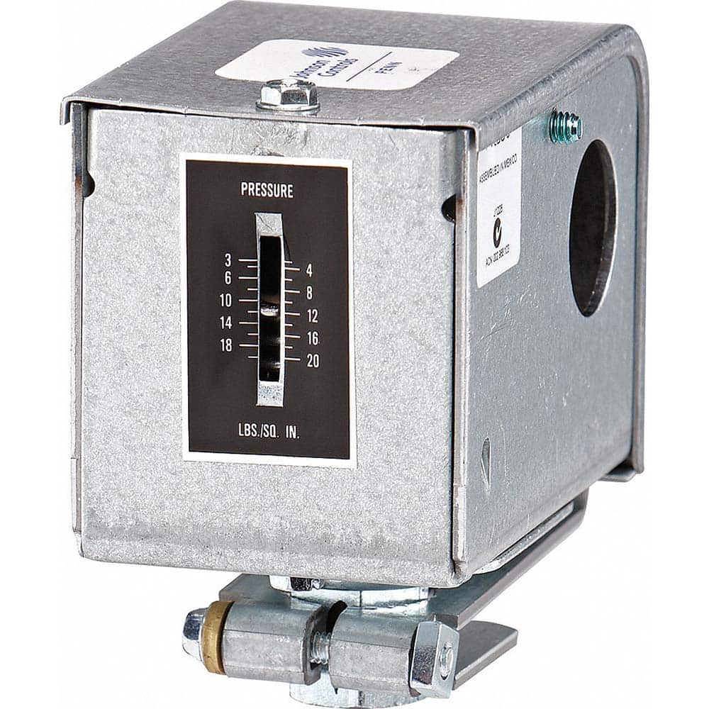 Johnson Controls - Pressure, Vacuum & Compound Switches; Maximum Adjustable Range: 20 psi ; Minimum Adjustable Range: 3 psi ; Type: Pressure Control ; Maximum Pressure Setting: 20 psi ; Thread Size: 1/8 ; Thread Type: npsf - Exact Tool & Supply
