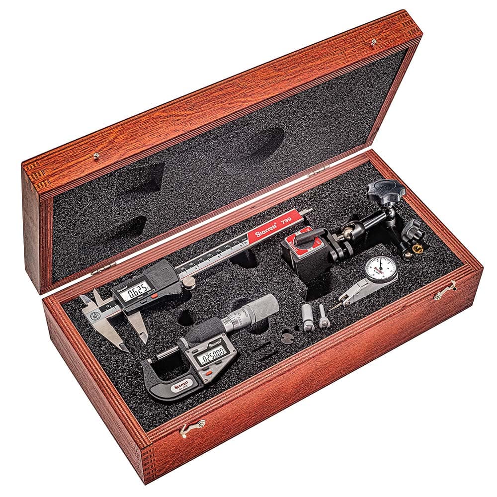 Starrett - Machinist Caliper & Micrometer Tool Kits; Tool Type Included: Caliper & Micrometer; Magnetic Base; Test Indicator ; Minimum Caliper Measurement (mm): 0.00 ; Minimum Caliper Measurement (Inch): 0 ; Maximum Caliper Measurement (mm): 150.00 ; Max - Exact Tool & Supply