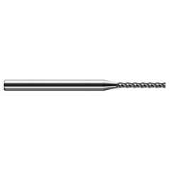 Miniature End Mills - Long Flute - 0.1180″ Cutter Diameter × 0.0100″ Radius × 0.9500″ Length of Cut Carbide Corner Radius End Mill, 4 Flutes - Exact Tool & Supply