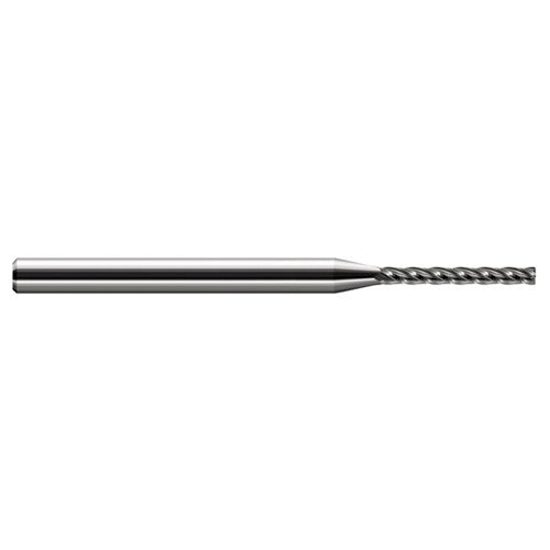 Miniature End Mills - Long Flute - 0.0930″ (3/32″) Cutter Diameter × 0.0200″ Radius × 0.7500″ (3/4″) Length of Cut Carbide Corner Radius End Mill, 4 Flutes - Exact Tool & Supply