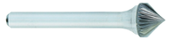 SK-9 -- 1 x LOC x 1/4 Shank x 2 OAL 90 Degree Cone Carbide Medium Right Hand Spiral Burr - Exact Tool & Supply