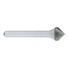 ‎SK-3 -3/8 x LOC × 1/4 Shank × 2 OAL 90 Degree Cone Carbide Medium Right Hand Spiral Burr - Exact Tool & Supply