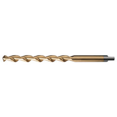 #12 RHS / RHC HSS 118 Degree Notched Point HSS Parabolic Taper Length Drill - TiN - Exact Tool & Supply