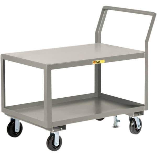 Little Giant - 3,600 Lb Capacity, 24" Wide x 36" Long x 42" High Utility Cart - 2 Shelf, Steel, 2 Rigid/2 Swivel Casters - Exact Tool & Supply