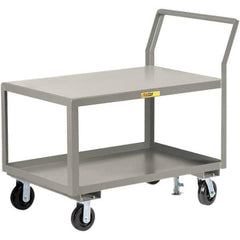 Little Giant - 3,600 Lb Capacity, 24" Wide x 36" Long x 42" High Utility Cart - 2 Shelf, Steel, 2 Rigid/2 Swivel Casters - Exact Tool & Supply