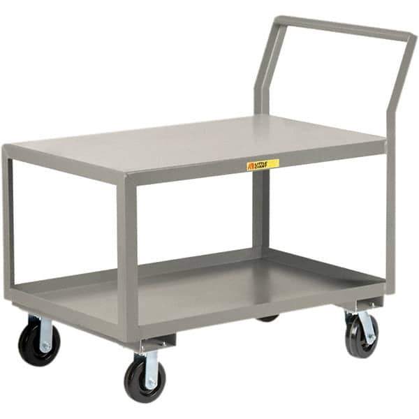 Little Giant - 3,600 Lb Capacity, 30" Wide x 48" Long x 42" High Utility Cart - 2 Shelf, Steel, 2 Rigid/2 Swivel Casters - Exact Tool & Supply