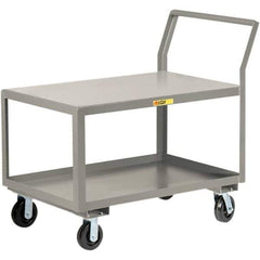 Little Giant - 3,600 Lb Capacity, 30" Wide x 48" Long x 42" High Utility Cart - 2 Shelf, Steel, 2 Rigid/2 Swivel Casters - Exact Tool & Supply