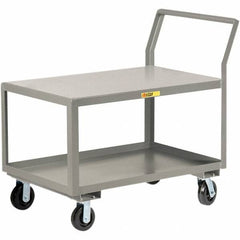 Little Giant - 3,600 Lb Capacity, 24" Wide x 36" Long x 42" High Utility Cart - 2 Shelf, Steel, 2 Rigid/2 Swivel Casters - Exact Tool & Supply
