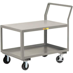 Little Giant - 3,600 Lb Capacity, 30" Wide x 60" Long x 42" High Utility Cart - 2 Shelf, Steel, 2 Rigid/2 Swivel Casters - Exact Tool & Supply