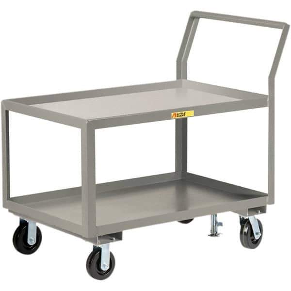 Little Giant - 3,600 Lb Capacity, 30" Wide x 60" Long x 42" High Utility Cart - 2 Shelf, Steel, 2 Rigid/2 Swivel Casters - Exact Tool & Supply