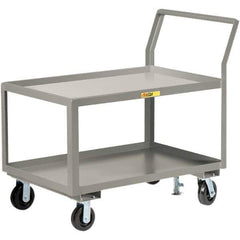 Little Giant - 3,600 Lb Capacity, 24" Wide x 48" Long x 42" High Utility Cart - 2 Shelf, Steel, 2 Rigid/2 Swivel Casters - Exact Tool & Supply