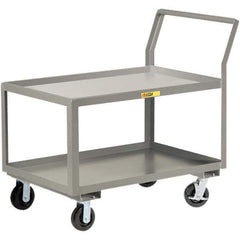 Little Giant - 3,600 Lb Capacity, 30" Wide x 48" Long x 42" High Utility Cart - 2 Shelf, Steel, 2 Rigid/2 Swivel Casters - Exact Tool & Supply