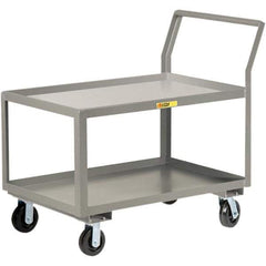 Little Giant - 3,600 Lb Capacity, 30" Wide x 60" Long x 42" High Utility Cart - 2 Shelf, Steel, 2 Rigid/2 Swivel Casters - Exact Tool & Supply