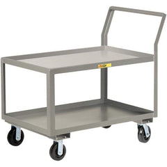 Little Giant - 3,600 Lb Capacity, 24" Wide x 36" Long x 42" High Utility Cart - 2 Shelf, Steel, 2 Rigid/2 Swivel Casters - Exact Tool & Supply