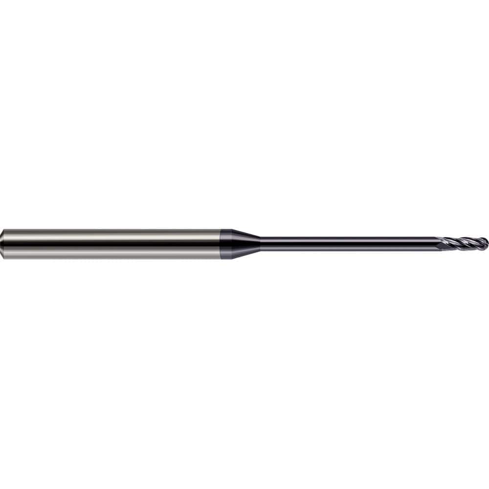 Harvey Tool - Ball End Mills; Mill Diameter (mm): 0.80 ; Mill Diameter (Inch): 1/32 ; Mill Diameter (Decimal Inch): 0.0310 ; Number of Flutes: 4 ; Length of Cut (Inch): 3/32 ; Length of Cut (Decimal Inch): 0.0930 - Exact Tool & Supply