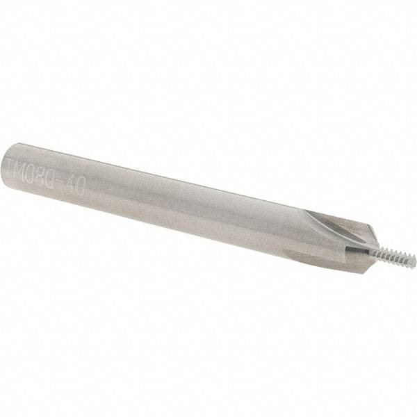 Scientific Cutting Tools - #4-40 Thread, 1/4" Shank Diam, Bright Coating, Solid Carbide Straight Flute Thread Mill - 3 Flutes, 2-1/2" OAL, #4 Min Noml Diameter - Exact Tool & Supply