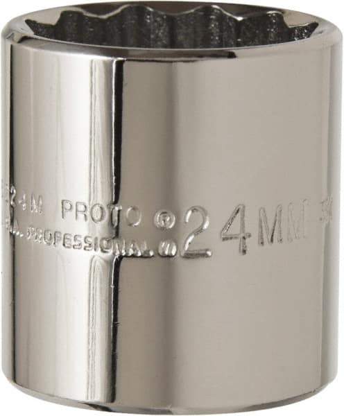 Proto - 3/8" Drive, Standard Hand Socket - 12 Points, 2-3/4" OAL, Chrome Finish - Exact Tool & Supply