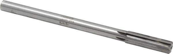 Made in USA - 0.637" Carbide-Tipped 6 Flute Chucking Reamer - Straight Flute, 9/16" Straight Shank, 2-1/4" Flute Length, 9" OAL - Exact Tool & Supply