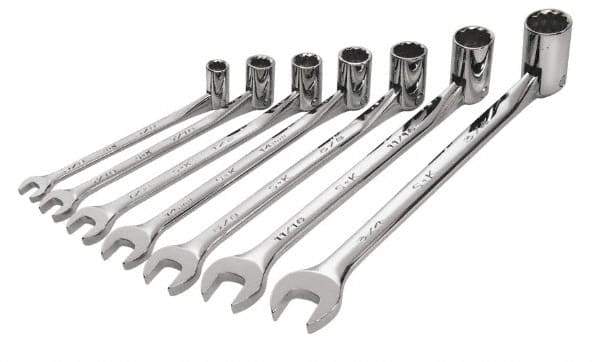 SK - 7 Piece, 3/8 to 3/4", Combination Wrench Set - Inch System of Measurement, Chrome Finish, Comes in Tray - Exact Tool & Supply