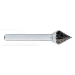 ‎SJ-1 -6mm × 60mm LOC × 6mm Shank × 50mm OAL 60 Degree Cone Carbide Medium Right Hand Spiral Burr - Exact Tool & Supply