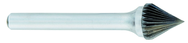 SL-7 -- 3/4 x 1-1/2 LOC x 1/4 Shank x 2 OAL 60 Degree Cone Carbide Medium Right Hand Spiral Burr - Exact Tool & Supply