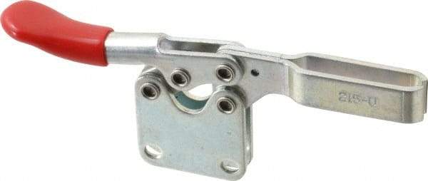 De-Sta-Co - 200 Lb Holding Capacity, Horizontal Handle, Manual Hold Down Toggle Clamp - 78° Handle Movement, 87° Bar Opening, U-Bar, Straight Base, Electro-Plated Zinc, Carbon Steel - Exact Tool & Supply